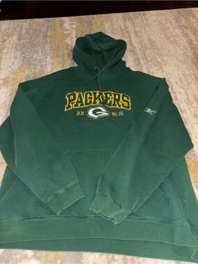 Reebok Green Packers Hoodie with Yellow Embroidered Logo